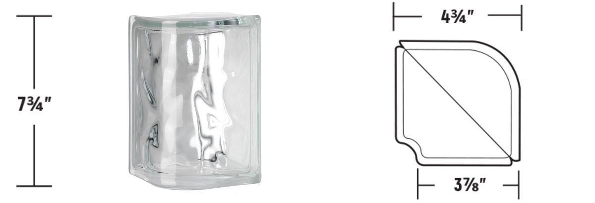 90 degree radiused glass block