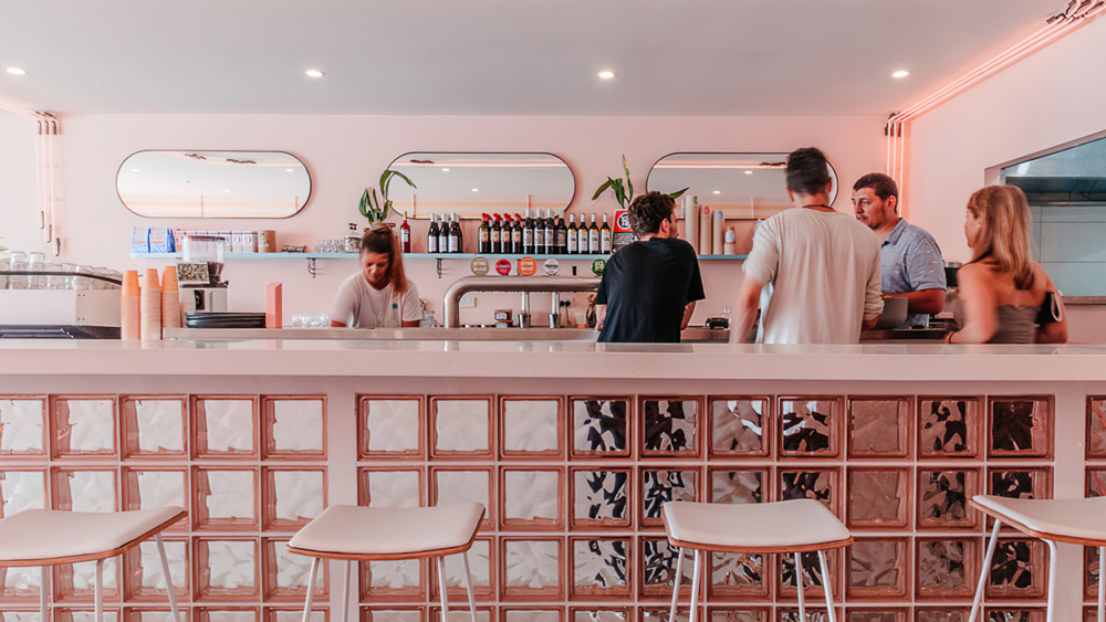 pink glass block wall