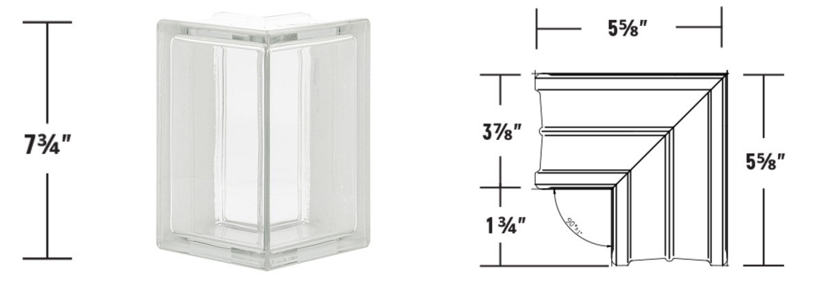 90 degree sharp corner glass block