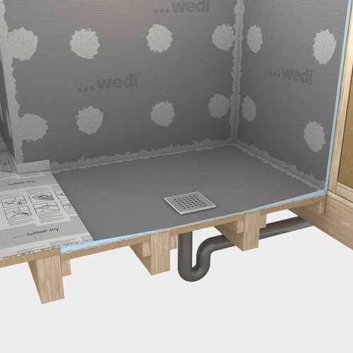 Wedi shower backer boards stacked