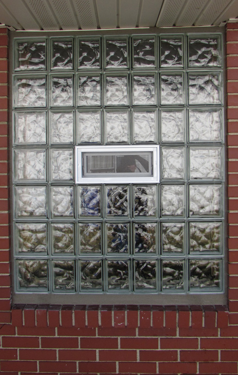first story glass block window. Residential.